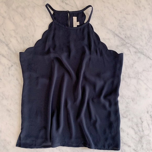 Loft navy scalloped edge tank top size M - Picture 3 of 10